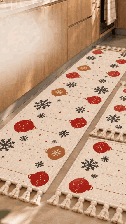 Animação com as estampas da passadeira em diferentes cozinhas