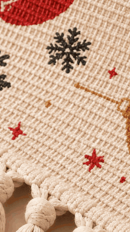 Animação com detalhes da textura, franjas e medidas