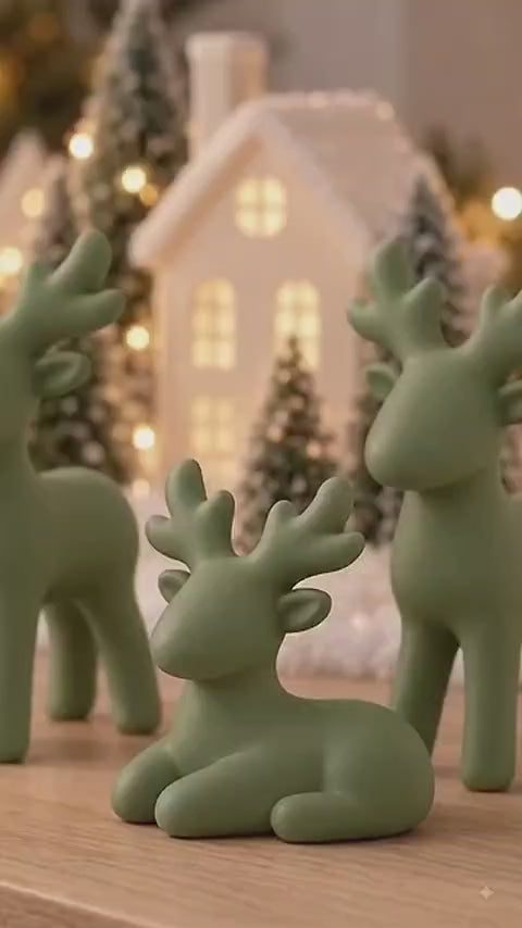 Vídeo das renas de Natal decorativas nas cores verde, rosa e branco