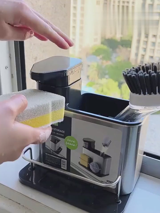 Vídeo: dispenser de detergente inox em uso e sendo desmontado para lavar