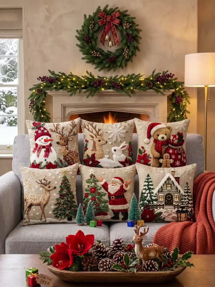 Animação: kit de 6 capas de almofada de Natal
